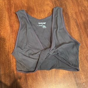 garage size small purple v neck tie tank top